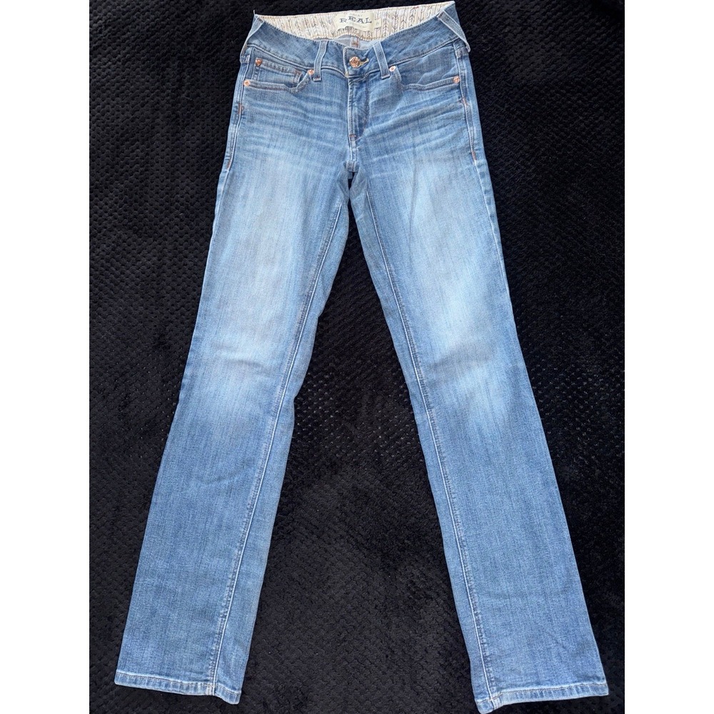 Ariat REAL Denim Women's Blue Medium Wash Straight Jeans Size 27